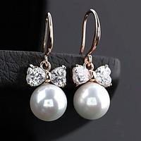 fashionable round pearl bowknot earrings more colors