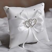 fashion ring pillow with rhinestone double heart shape