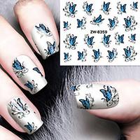 Fashion Printing Pattern Water Transfer Printing Blue Butterfly Nail Stickers