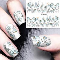 fashion printing pattern water transfer printing blue floret nail stic ...