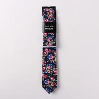 Fashion Men Casual Floral Skinny Necktie Kerchief Set(Width:6.5cm)