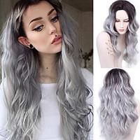 Fashion Gradient Grey Wig Cheap Natural Hair Wigs Long Curly Synthetic Wig For Women 26 Inch Synthetic Wigs Heat Resistant