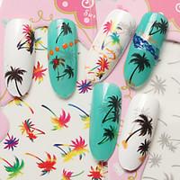 Fashion DIY Designer Water Transfer Nails Art Sticker Color/Black/Gray Coconut Tree Fashion Nail Decal