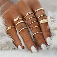 Fashion Elegant 12 pc/set Charm Gold Color Rhinestone Midi Finger Ring Set for Women Vintage Punk Boho Knuckle Party Rings Jewelry Gift for Girls