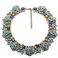 Fashion Necklace Vintage Flower Necklaces Pendants Crystal Choker Statement Necklace