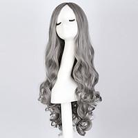 Fashion Long Curly Smoke Gray Wig 28\