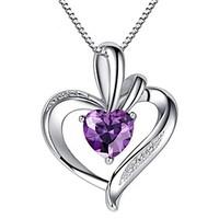 Fashion Purple 925 Sterling Silver Wedding Party LOVE Pendant Necklaces For woman