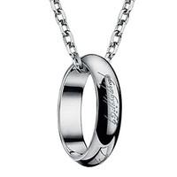 Fashion Titanium Steel With Lord of the Ring Design Laser Engraving Ring Necklace