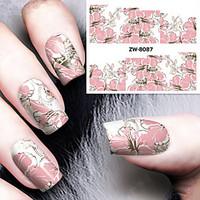 fashion printing pattern water transfer printing gouache flower nail s ...