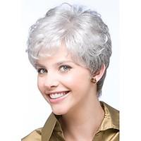 Fashionable Women\'s Glueless Short Curly Silver grey Synthetic Hair Wigs