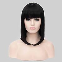 fashional middle long black bobo synthetic wig hot sale