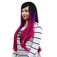 fashion black to purple to rose three tone color straight wigs cospaly ...