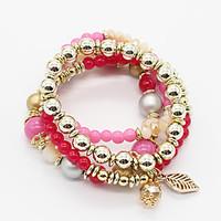 fashion bohemian leaves multi layer charm bracelet resin beaded charm  ...