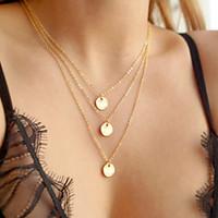 fashion gold chain necklace jewelry 3pcs round metel pendant necklace  ...