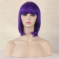 fashion short straight wig purple color synthetic cosplay african amer ...