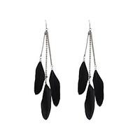 Fashion Women Rhinestone Feather Drop Earrings