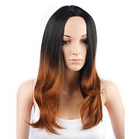Fashion Style Long Straight Hair Black and Yellow Color Synthetic Wigs for Women