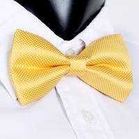 Fashion Men\'s Tuxedo Bowtie Solid Color Neckwear Adjustable Wedding Party Bow Tie Necktie Pre-Tie Yellow