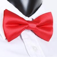 Fashion Men\'s Tuxedo Bowtie Solid Color Neckwear Adjustable Wedding Party Bow Tie Necktie Pre-Tied Red