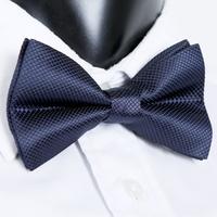 Fashion Men\'s Tuxedo Bowtie Solid Color Neckwear Adjustable Wedding Party Bow Tie Necktie Pre-Tied Dark Blue