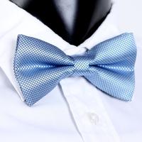 Fashion Men\'s Tuxedo Bowtie Solid Color Neckwear Adjustable Wedding Party Bow Tie Necktie Pre-Tied Blue