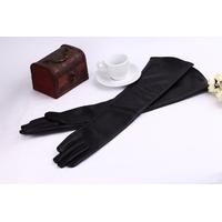 Fashion Elegant Women Gloves Soft PU Leather Arm Long Gloves Evening Party Gloves Black