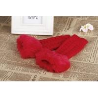 Fashion Winter Women Gloves Mitten Warm Knitted Fingerless Long Faux Fur Red