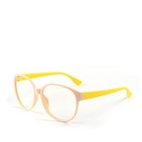 Fashion Unisex Women Men Glasses Frame No Lens Eyeglasses Eyewear Nerd Beige + Yellow