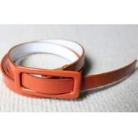 Fashion Women Girls Candy Colors Belt Adjustable Low Waist Narrow Thin Skinny Belt PU Leather Light Brown