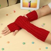 fashion winter gloves mitten warm knitted fingerless arm long unisex