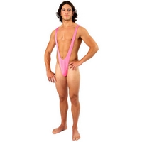 fancy dress borat mankini thong swimsuit luminous pink