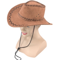 Fancy Dress - Leather Stitched Western Hat