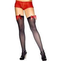 Fancy Dress - Black Stockings with Red Bow
