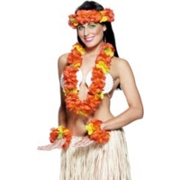 Fancy Dress - RED Hawaiian Leis Set