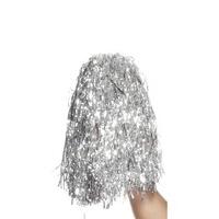 fancy dress pom poms metallic silver