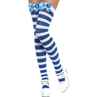 Fancy Dress - Striped Stockings (Blue & White)