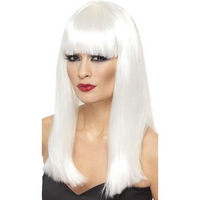 fancy dress long white wig