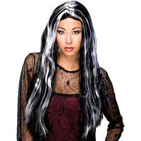 fancy dress black grey spell caster wig