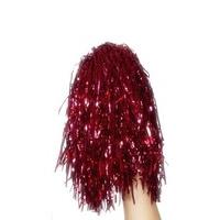 fancy dress pom poms metallic red