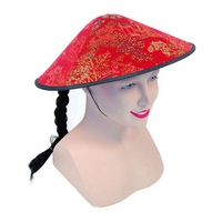 Fancy Dress - Chinese Coolie Hat with Plait