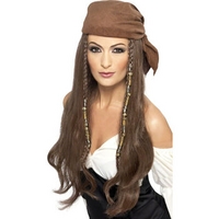 fancy dress womens pirate wig with bandana