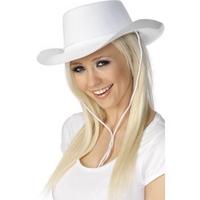 fancy dress white cowgirl hat
