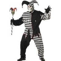 Fancy Dress - Jester Costume Evil Black And White (Plus Size)
