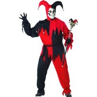Fancy Dress - Jester Costume Evil Red & Black (Plus Size)