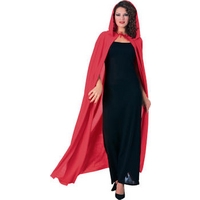 Fancy Dress - RED Full Length Hooded Cape (Unisex)