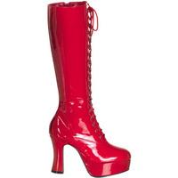 Fancy Dress - Women\'s Lace-Up Platform Boots - Red