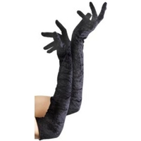 Fancy Dress - Long Black VELVET Gloves