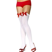 fancy dress white stockings with red bows