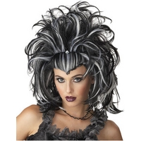 fancy dress evil sorceress wig blackwhite