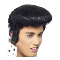 fancy dress official elvis wig black with quiff